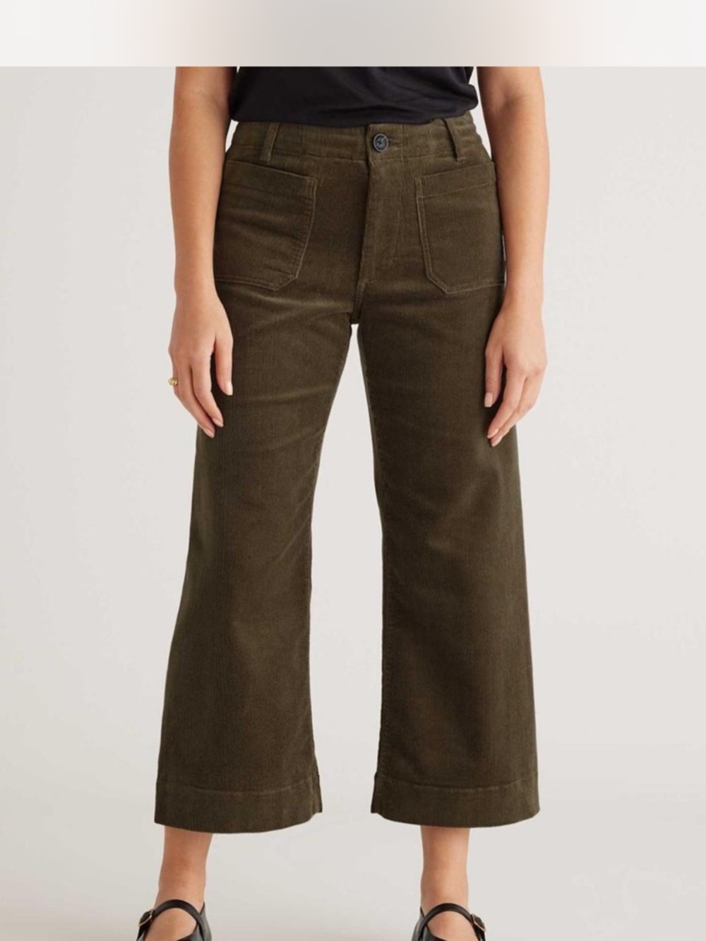 Maeve The Colette Cropped Olive Wide Leg Corduroy Pants Anthropologie.